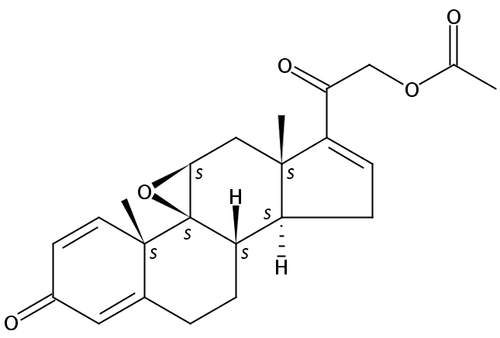 Pregna-1,4,16-triene-3,20-dione, 21-(acetyloxy)-9,11-epoxy-, (9β,11β)-